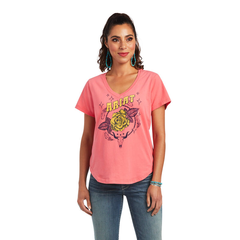 Ariat T-Shirts Damen - Green Machine Koralle ( BHVEX-9051 )